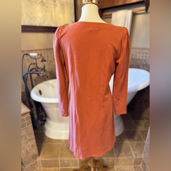 ANN TAYLOR LOFT PUFF SLEEVE SWEATSHIRT Cotton DRESS Auburn Size 6 - Picture 3 of 7